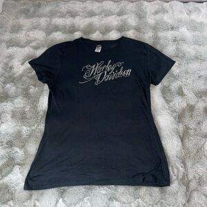 Harley-Davidson Women's Black Tee with Script Logo-0095